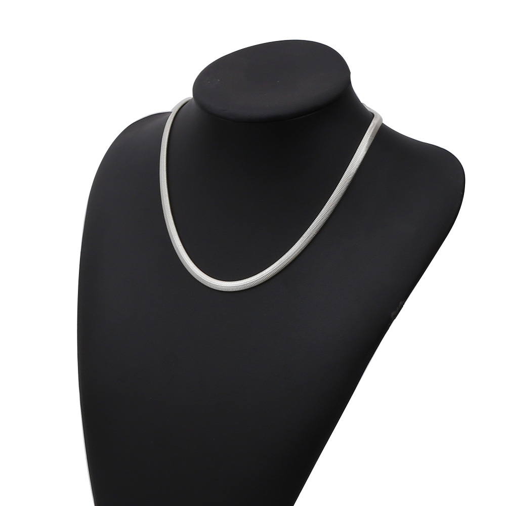 Silver Flat Snake Chain Necklace Sterling Silver Jewellery_voghion.com