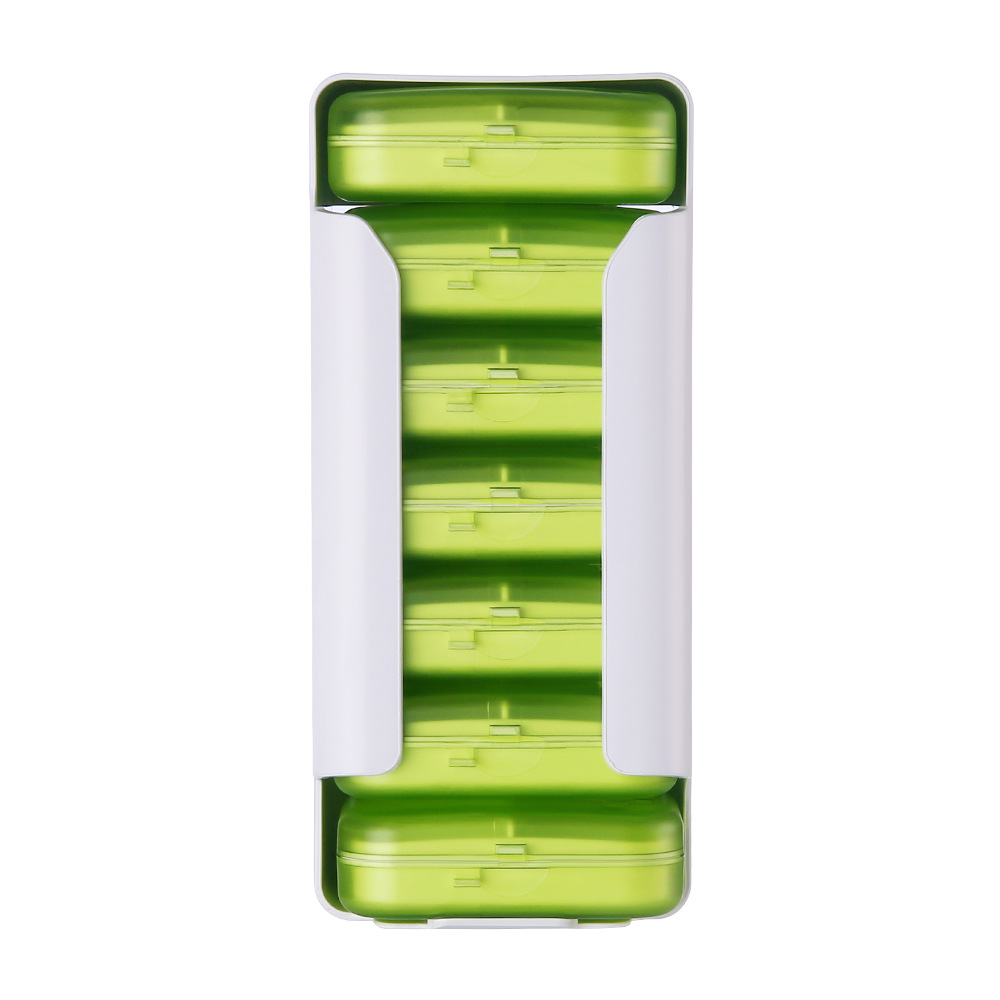 便携式旅行套装塑料药盒抽屉式四格彩色药盒迷你七天药品收纳盒