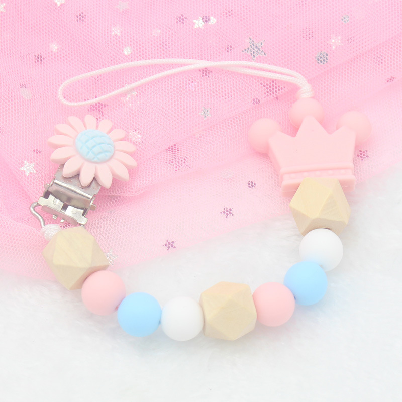 Suministros para bebés calmante clip de chupete de silicona bebé anti-gota cadena cuentas de silicona Cadena de chupete Comercio exterior Amazon Venta caliente