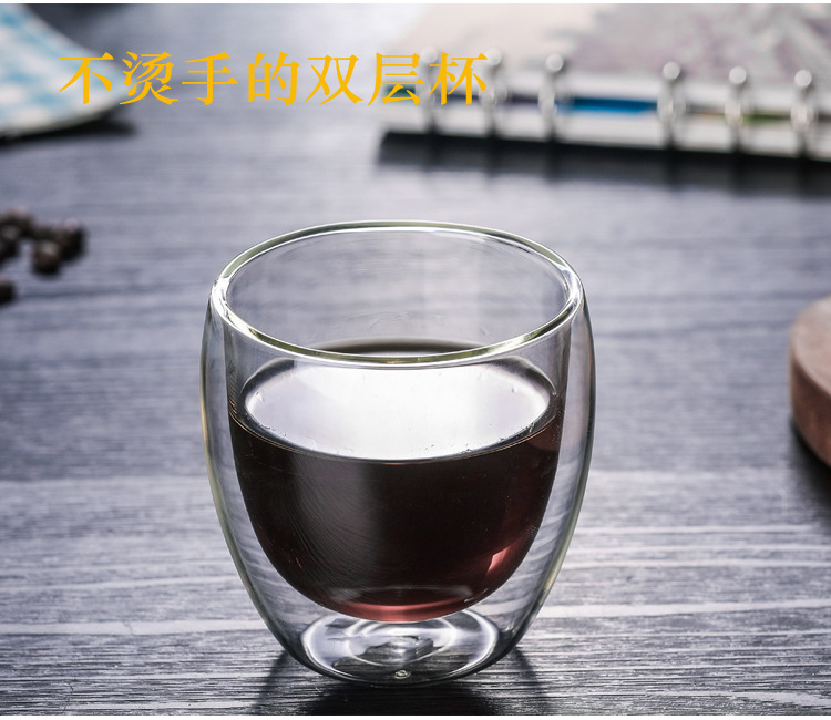 厂家直销创意蛋形玻璃水杯 双层隔热茶杯 耐热玻璃杯 玻璃咖啡杯详情2