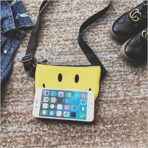 Girls' Bags Korean Style Children's Crossbody Small Bags Smiling Face Canvas Mini Purse Baby Waist Bag Manufacturer