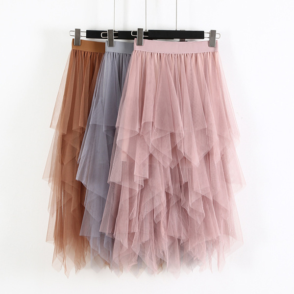 Summer fitted solid color colored long skirt