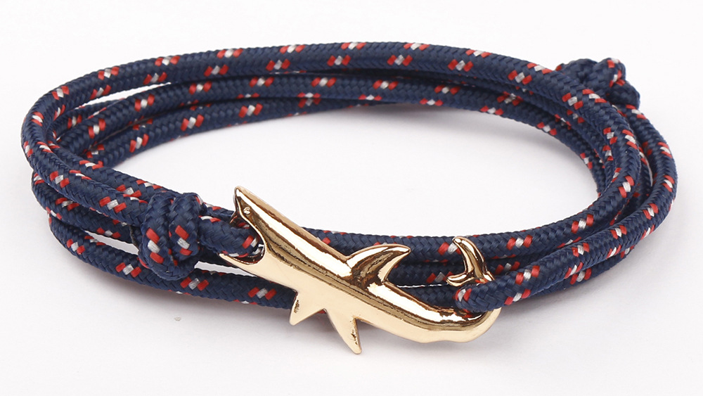 12g Weight Bracelets Classification Alloy, rope Chain Material 1 Piece Quantity Holiday, Daily, Street Occasion Alloy, rope Material Shark Pattern Men's Gender Layered Design Casual, Simple Style Style Casual Simple Style Shark Alloy Rope Layered Men's Bracelets Men's Chain Bracelets 15