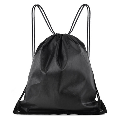 黑色運動滌綸布尼龍抽繩雙肩包 收納鞋袋運動騎行背包定制ogo