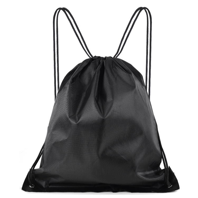 黑色運動滌綸布尼龍抽繩雙肩包 收納鞋袋運動騎行背包定制ogo