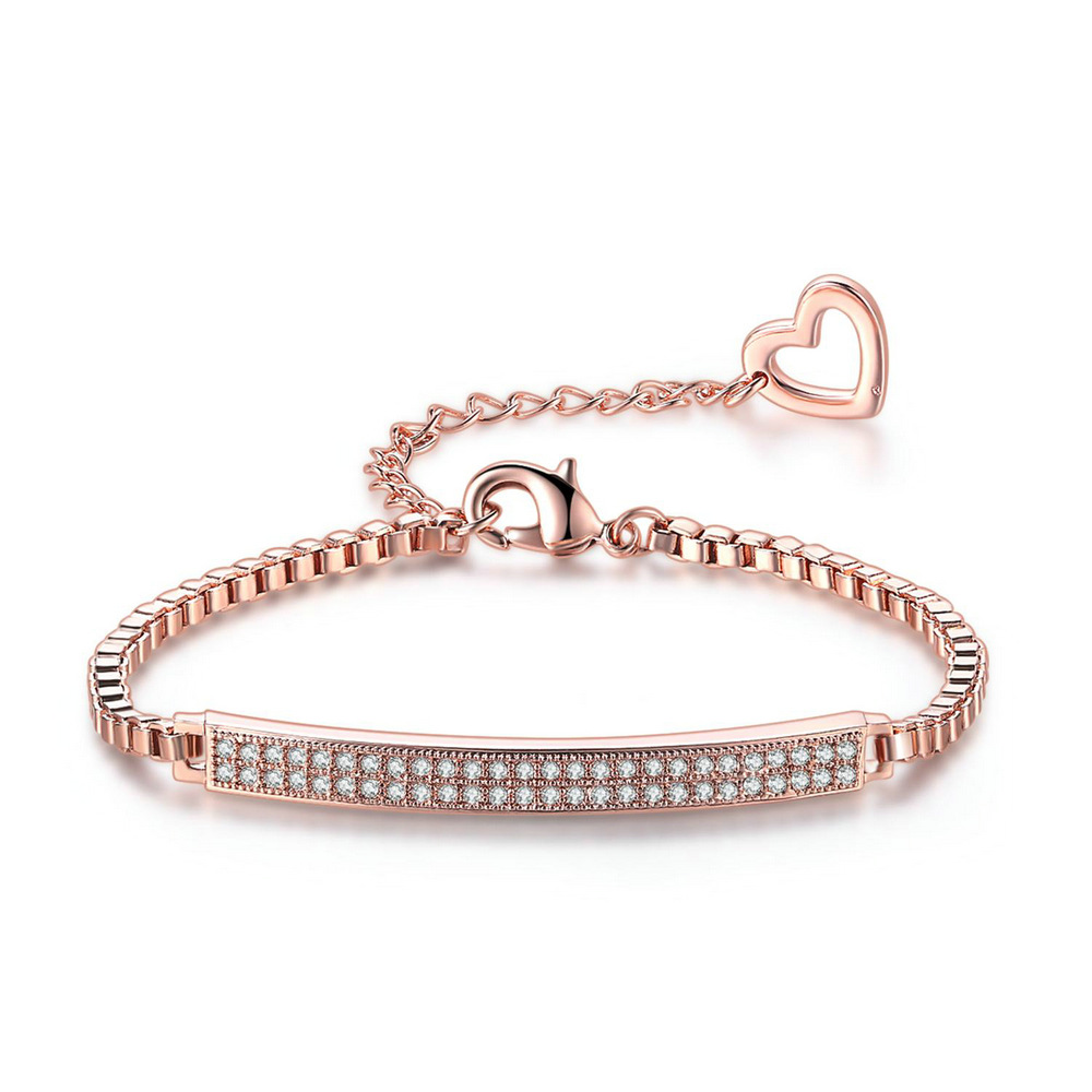 Fashion Heart Shape Bow Knot Copper Plating Zircon Bracelets 1 Piece