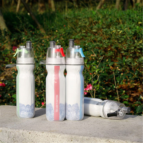 PE double-layer spray cup bicycle outdoor sports water bottle plastic insulation function water cup portable cycling water cup