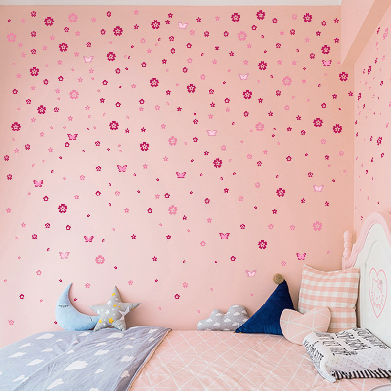 少女心温馨浪漫创意墙上装饰画墙贴纸客厅儿童房间花朵蝴蝶贴画
