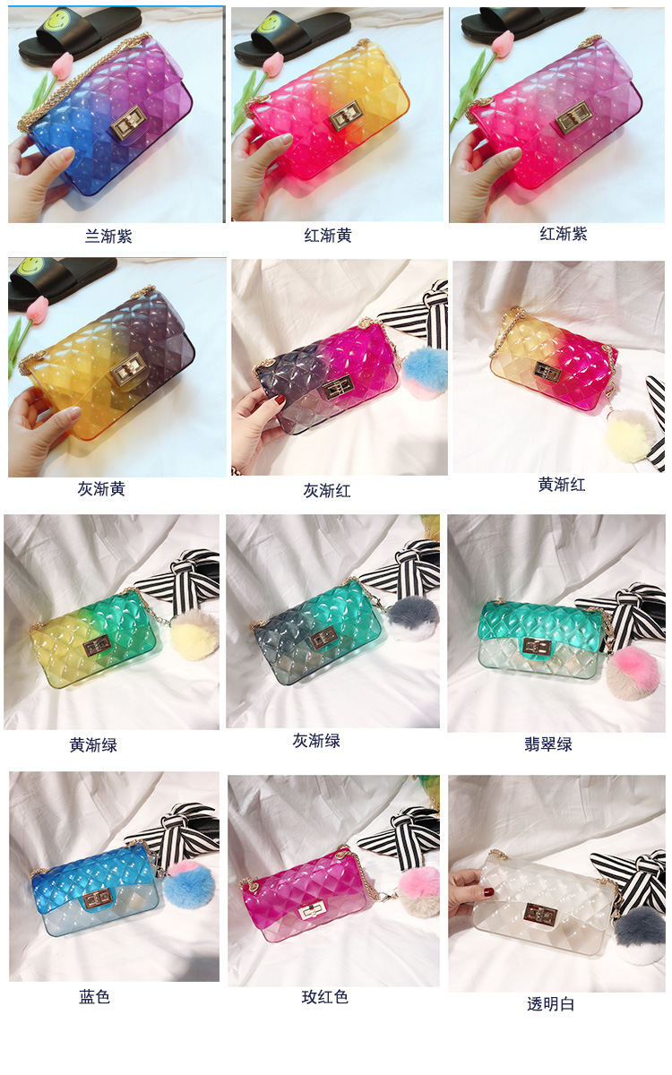 2025 Summer New gradient color jelly bag, ins diamond chain small square bag, single-shoulder crossbody women's bag undefined