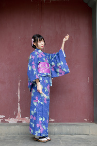 Kimono with leaf handle bathrobe full set of Japanese formal traditional kimono