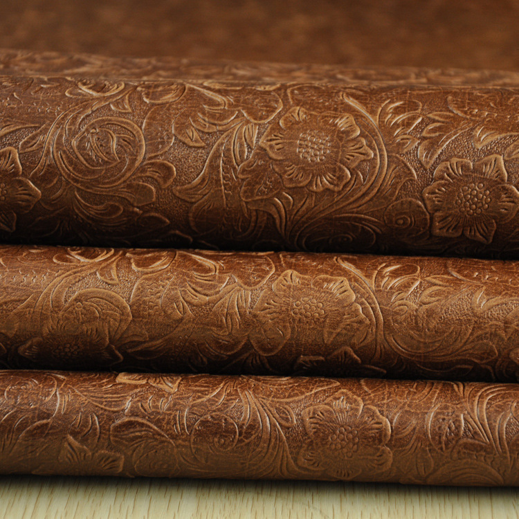 头层油腊压花牛皮批发 油腊虫草花牛皮皮料 变色油腊真皮牛皮厂家