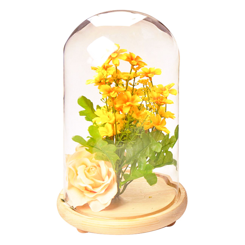 Cubierta de paisaje de vidrio creativo DIY micro cubierta de vidrio flores eterna flor cubierta micro paisaje florero