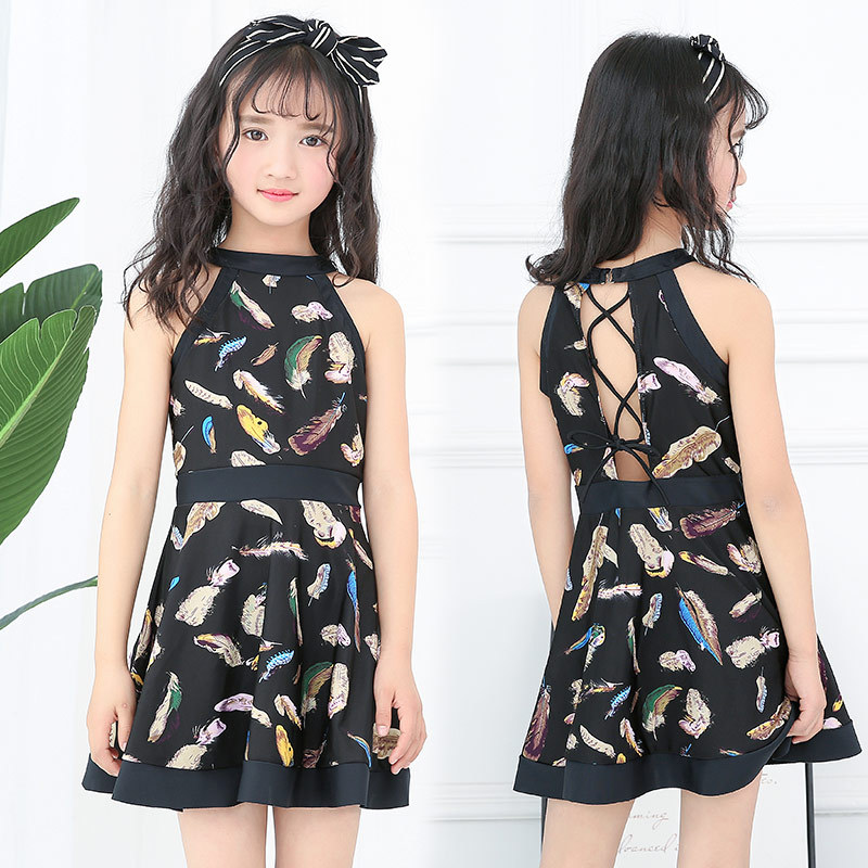 children Swimsuit girl Korean Edition Conjoined Skirt CUHK Swimming suit princess student the republic of korea girl Swimwear