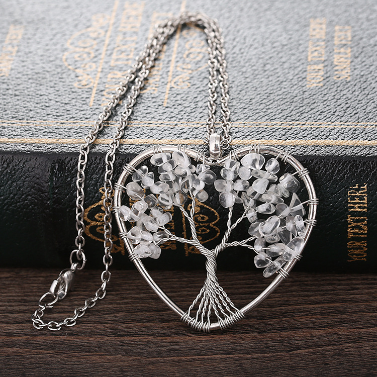 Retro Heart Shape Alloy Plating Natural Stone Pendant Necklace 1 Piece