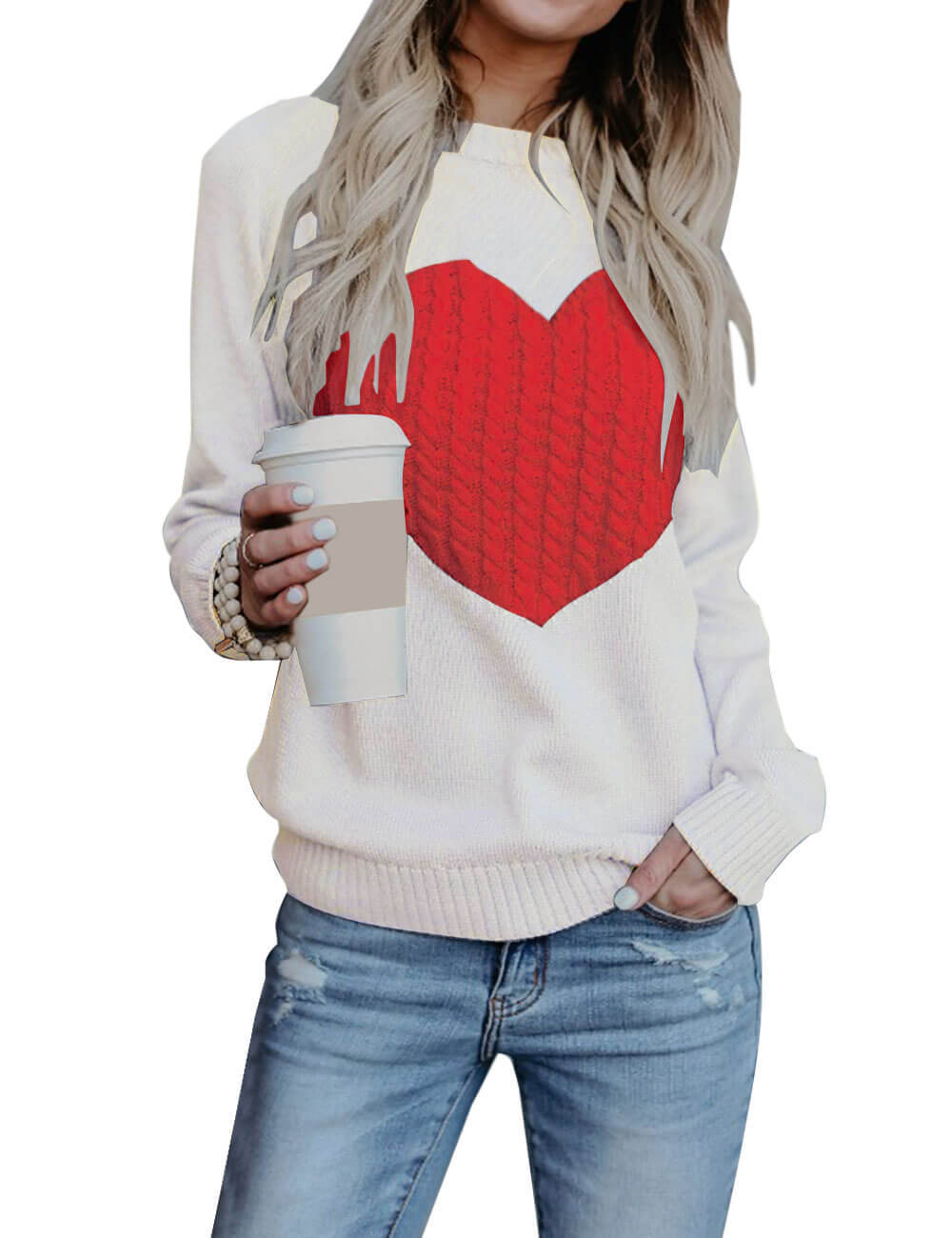 441g Weight Long Sleeve Sleeve Length Pullovers Placket Type Regular Sleeve Sleeve Type Polyacrylonitrile Fiber, knit Fabric Type Regular Top Length Sweater Tops Type Daily, Street Occasion Round Neck Neckline Slim Fit Type Heart Shape Pattern Spring, Autumn Season Women's Gender Elegant Style Wholesale Women's Elegant Heart Shape Long Sleeve Sweaters & Cardigans 无