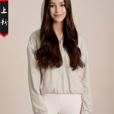 2019春夏新款薄款運動外套女長袖連帽瑜伽外套修身晨跑步外套顯瘦