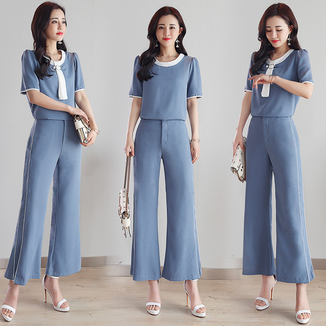 Fashionable broad-legged pants suit summer 