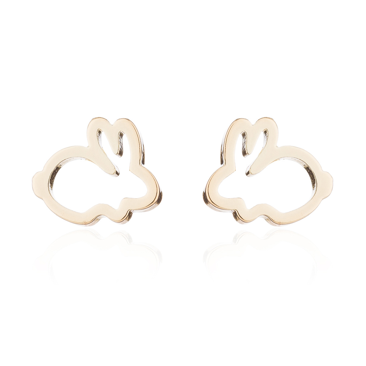 1 Pair Quantity PVD Coated 18K Gold Real Gold Plated Rabbit Animal 304 Stainless Steel Japanese Style Waterproof Non Tarnish Ear Studs