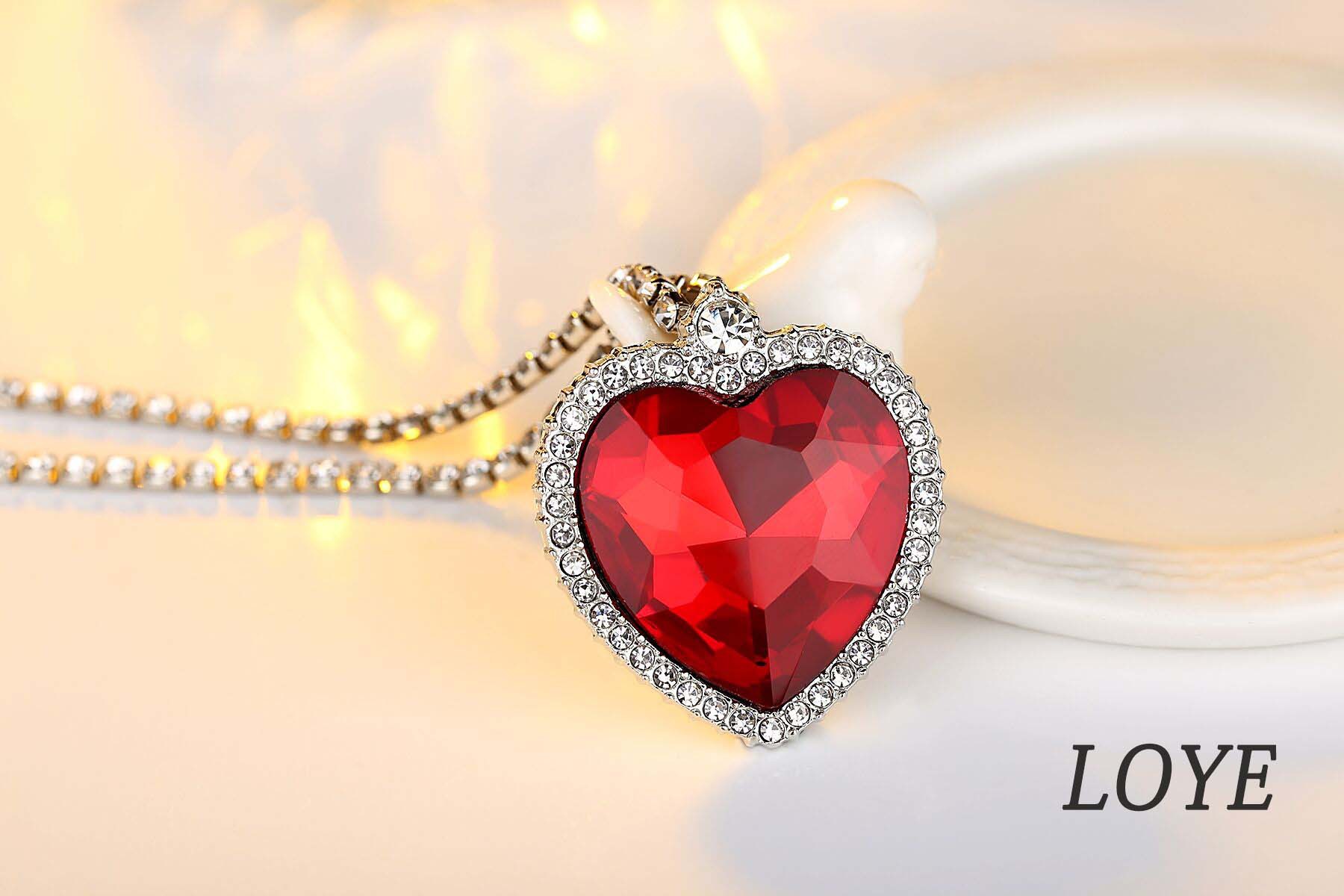 Classic Fashion Ocean Heart Red Necklace Earrings Set New Jewelry Set Wholesale Nihaojewelry display picture 3