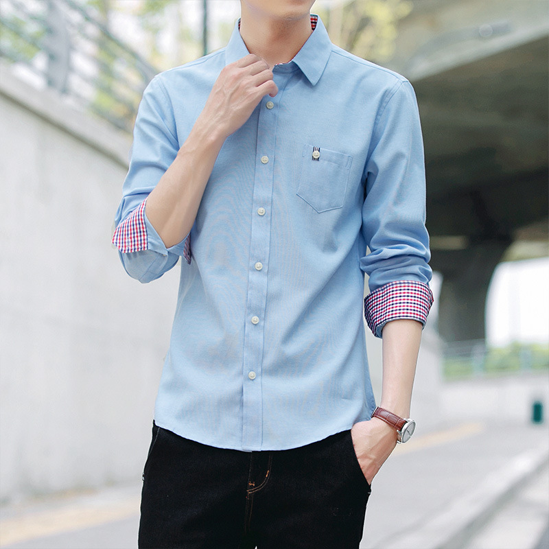 2018 Autumn new pattern Men's Long sleeve shirt Teenagers Korean Edition Self cultivation fashion Simplicity shirt men's wear jacket