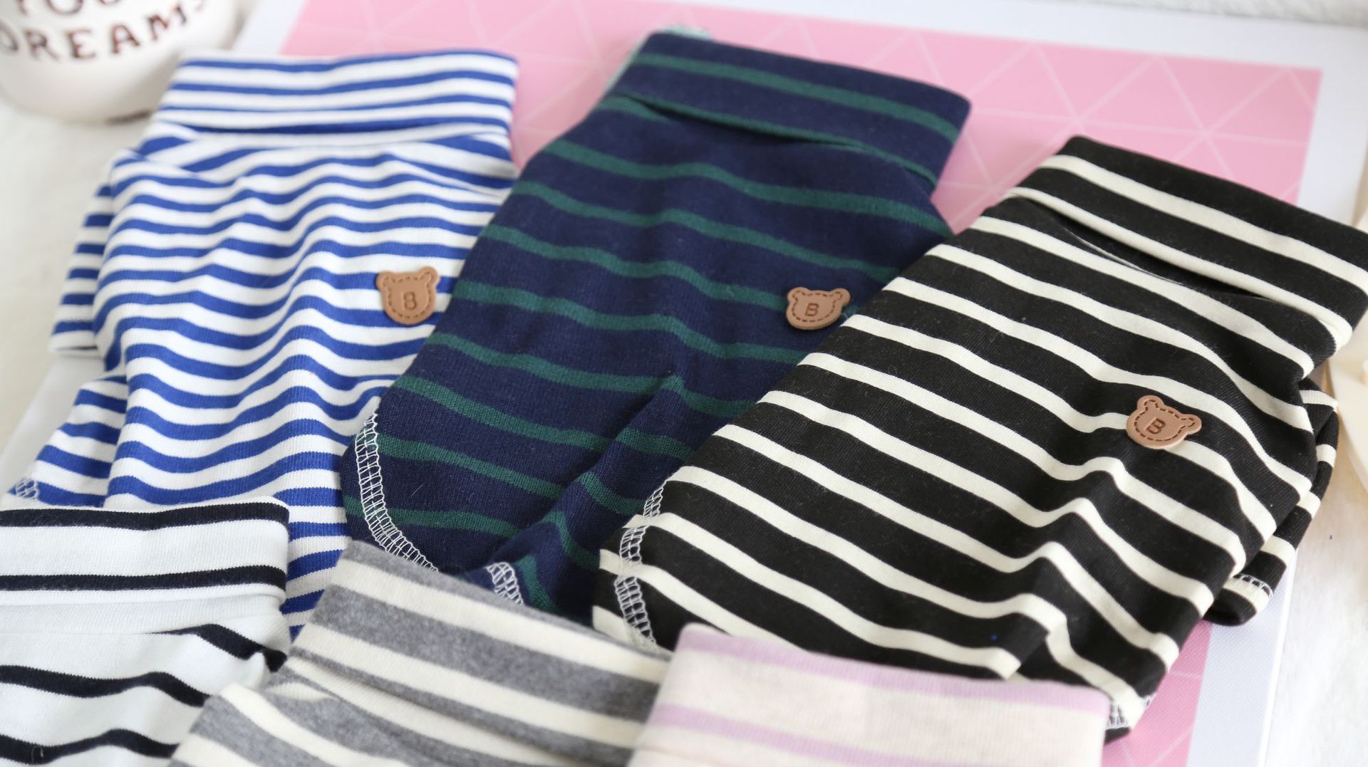 六色翻领打底衫