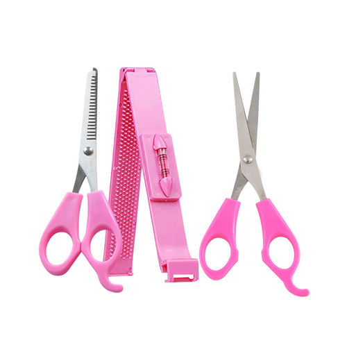 Bang scissors creative hair trimming comb flat scissors bangs trimmer set with bangs ruler scissors