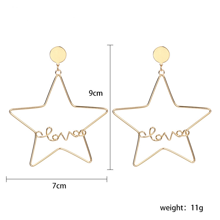 Love Hollow Five-pointed Star Trendy Exaggerated Long Earrings Fashion Korean Earrings For Women display picture 1