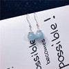 Crystal earings, organic sapphire retro earrings, Korean style, silver 925 sample, wholesale