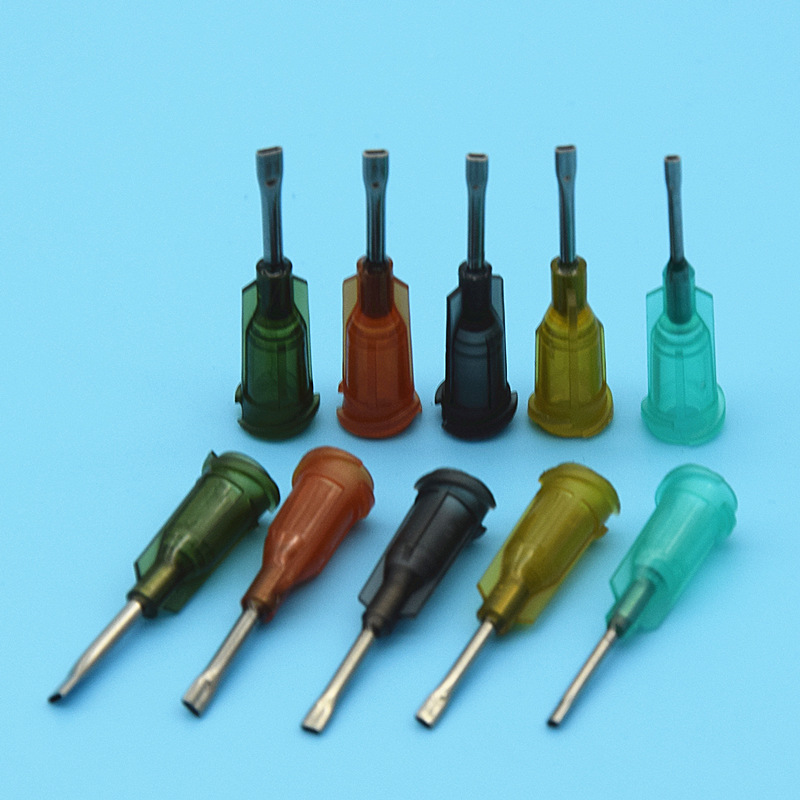 批发螺口扁口点胶针头点胶机针筒扁针头塑座螺口不锈钢扁咀针头