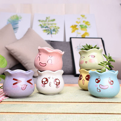 Kitchen talk Simplicity Cartoon ceramics Macaroon Succulent Flower pot Gypsophila modern originality trumpet Floral organ Decoration