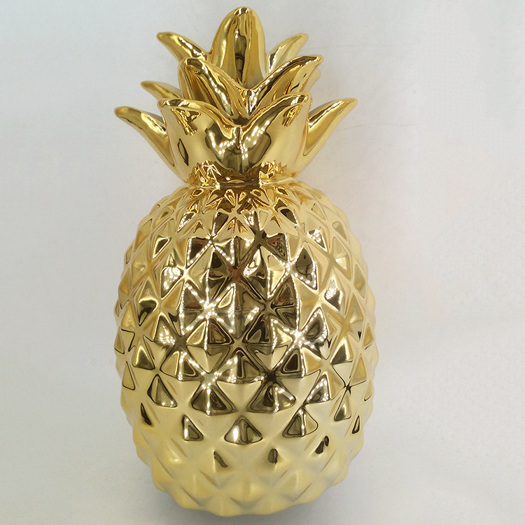 陶瓷真空镀金加工菠萝工艺品真空电镀仿金PVD真空电镀厂电镀仿金