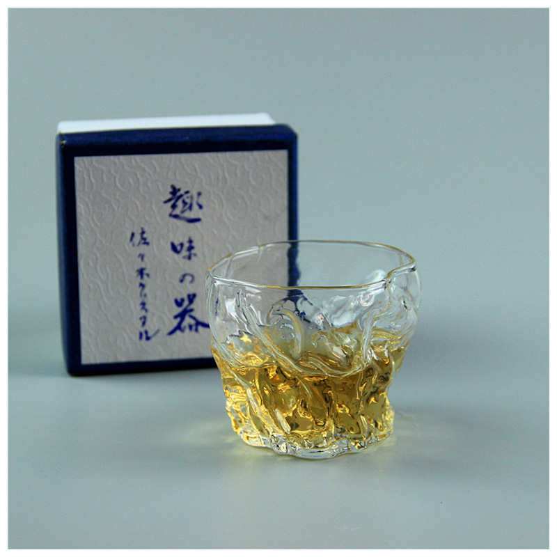 树墩品杯 日式条形锤纹玻璃公道杯 加厚高硼硅玻璃制品