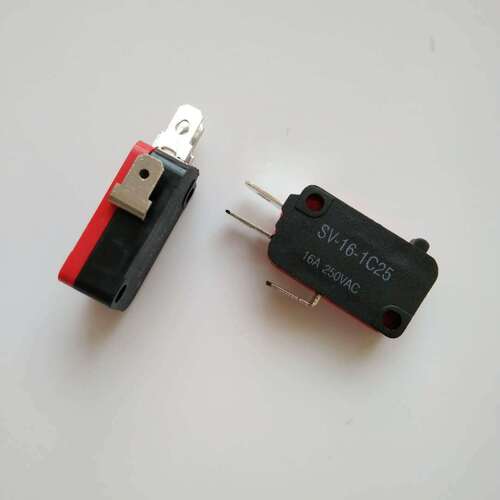 Trayector de microinterruptor de botón de estilo americano con conexión de tres patas, microinterruptor de conexión de tres patas con elástico, modelo SV-16-1C25