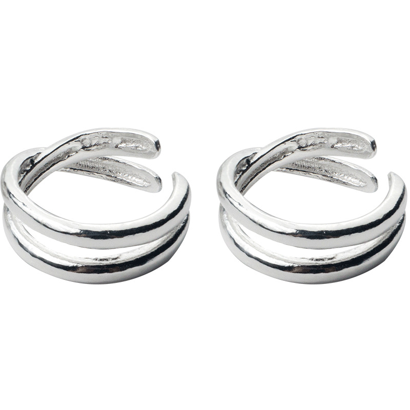 S925 clip de orejas de plata para mujeres moda coreana de doble capa clip de orejas cruzado sin agujeros de orejas pernos E3049