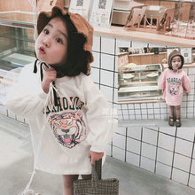 童装一件代发女童卫衣中长款老虎上衣22春装新款外贸3-8岁