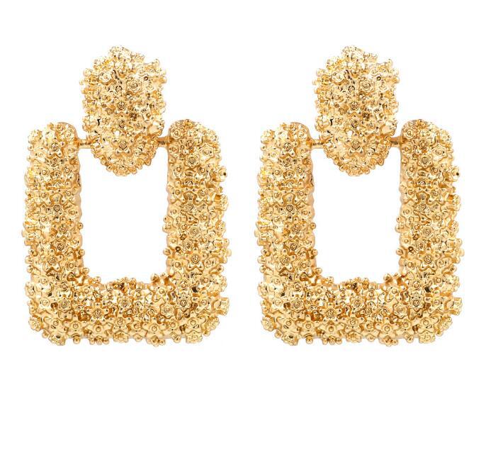 1 Pair Simple Style Square Solid Color Alloy Patchwork Women's Drop Earrings display picture 2