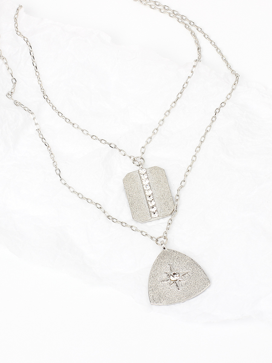 14g Weight Pendant Necklace Classification Travel Occasion Women'S Gender Gold, Silver Color Fashion Golden Square  Pendant Necklace Wholesale 9