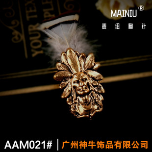 AAM021 India An people feather suit brooch collar pin retro exaggerated suit pin medal spot wholesale