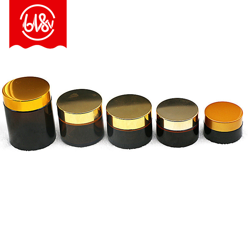 厂家现货直销20,30,50,60,100g茶棕色玻璃膏霜瓶可印LOGO瓶身喷色