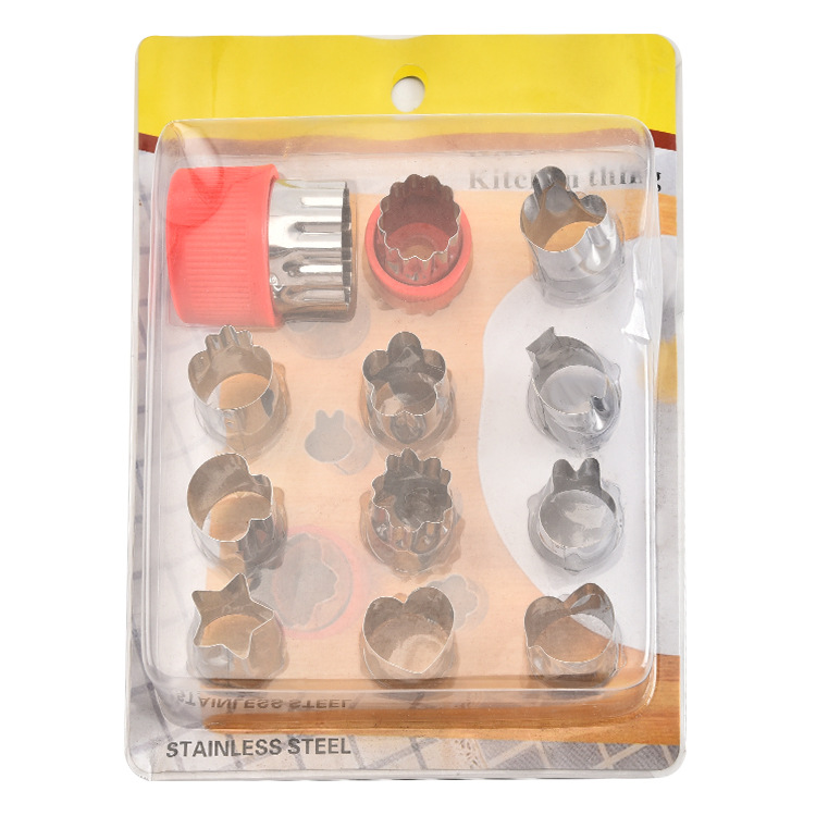 厂家直供饼干模12件套430蔬菜切花器水果造型模具烘焙曲奇模