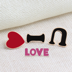 Foreign Trade Valentine's Day Brooch Set: Letter LOVEU Heart-Shaped Alloy Oil-Drop Brooches with Matching Badge, Collar Pin, and Accessories for Clothing & Hats