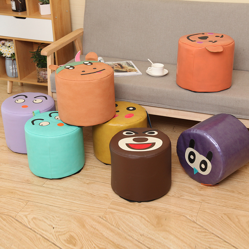 沙发创意换鞋凳家用彩色卡通皮凳儿童餐桌赠品小圆凳