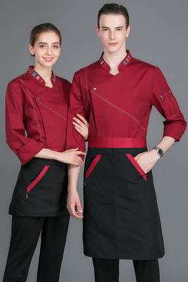 Customizable LOGO chef uniforms men and women Same item characteristic Rainbow Restaurant hotel Head cook chef uniforms clothes
