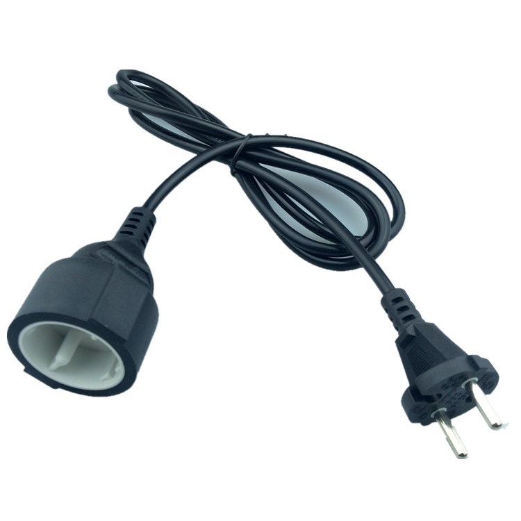 供应VDE认证欧式二极三极防水插头德式对插欧规电源线户外延长线