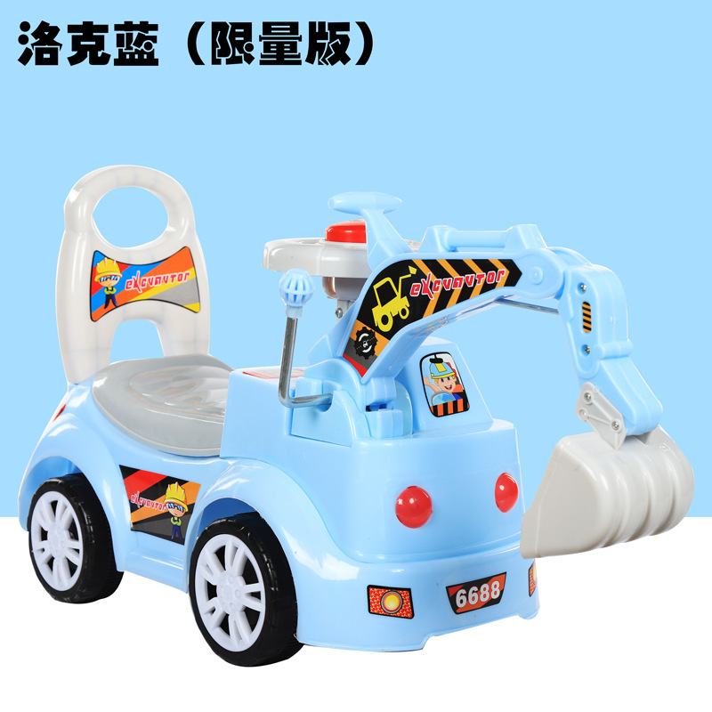 Scooter eléctrico para niños con música, excavadora, carro de torsión, juguete, carro de ingeniería, gran capacidad de montaje, excelente