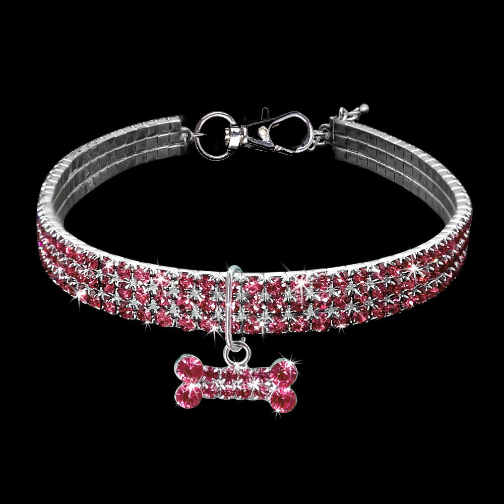 British Style Rhinestone Solid Color Unforgettable Diamond Pet Collar 1 Piece display picture 4