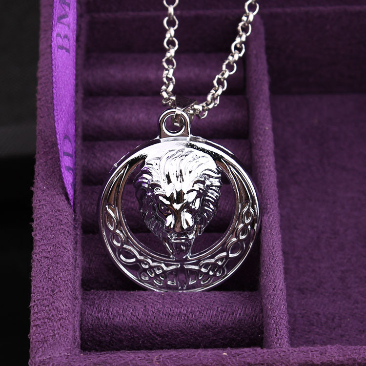 Jewelry personality domineering circular animal lion head pendant necklace collarbone chain_voghion.com