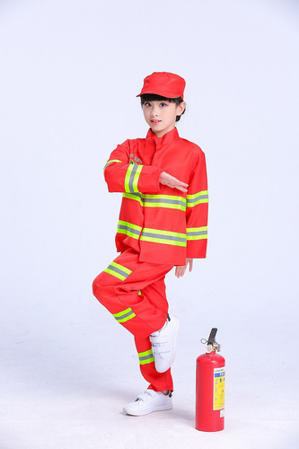 Firefighter costumes children's professional experience fire performance costumes Halloween role-playing little firefighter costumes