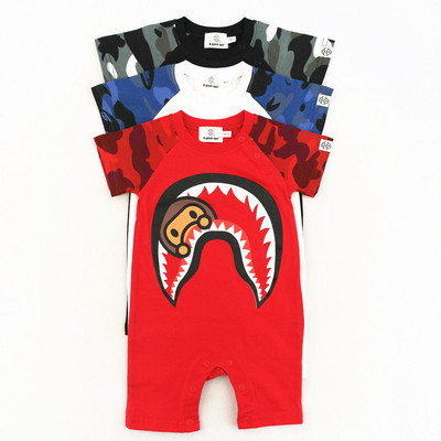 潮款嬰兒短袖連體衣爬服新疆棉卡通圖案哈衣夏季款廠家直銷滿包郵