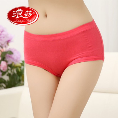 Langsha Underwear lady Menstruation double-deck Leak proof Middle-waisted Stretch cotton Triangle pants 2 box-packed Mixed color wholesale